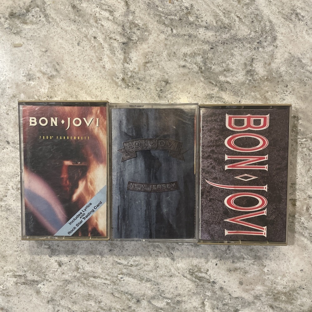 Lot Of 3 BON JOVI NEW JERSEY CASSETTE MERCURY 7800 Fahrenheit Slippery When Wet